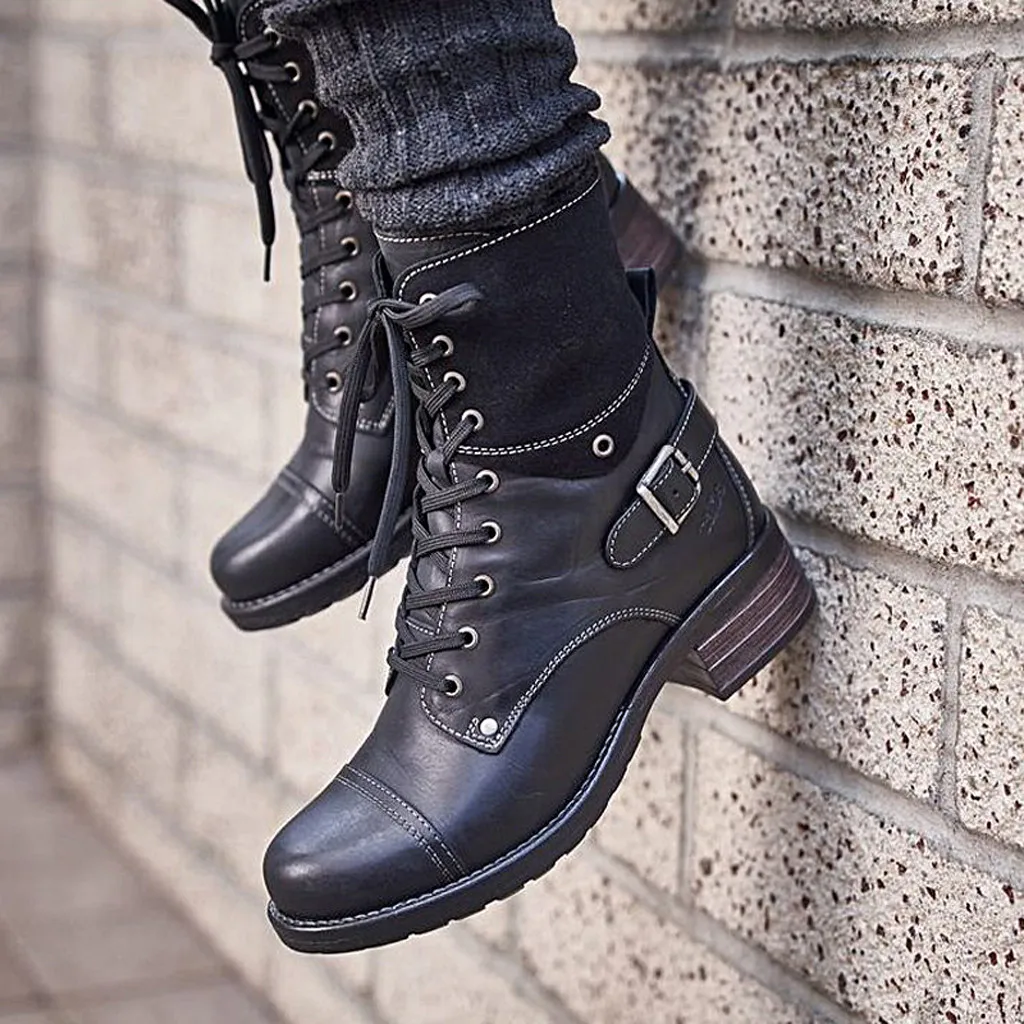 SAGACE Boots Female women shoes Ankle 2020 New Autumn British Style Genuine Leather Thick With Short Boots Motorcycle Boots Lady