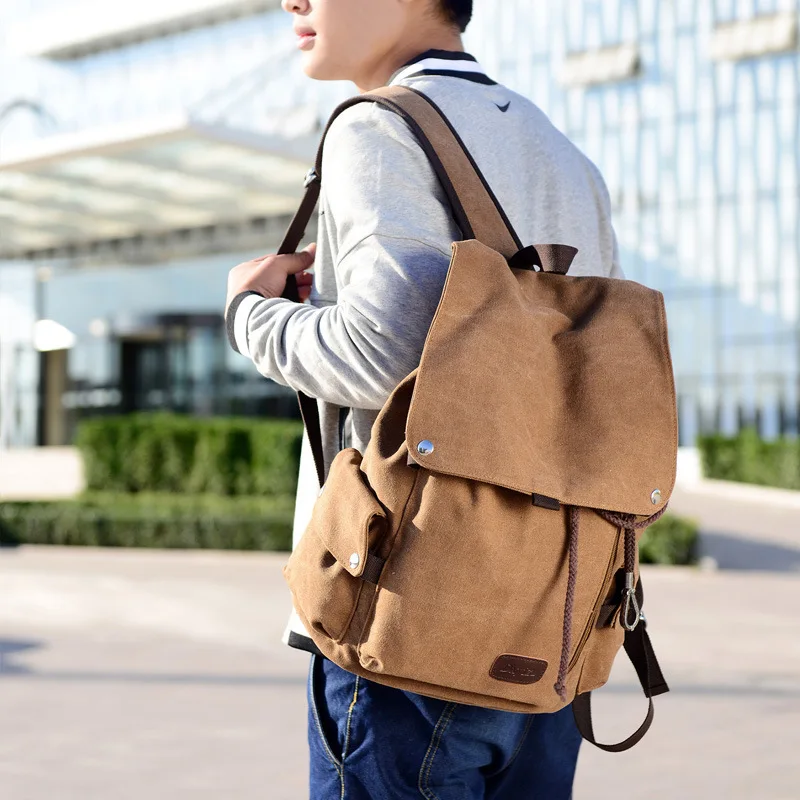 

2017 New Style Canvas Backpack Men And Women Korean-style Students Drawstring School Bag Large Capacity Casual Backpack