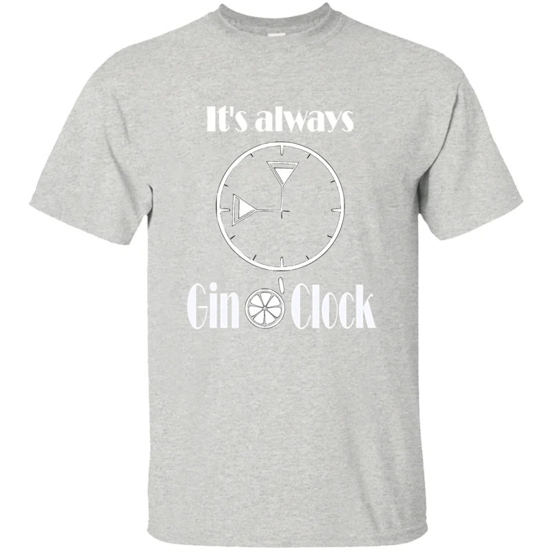 Men-Gray Удобное время для джина всегда gin o clock футболка мужская одежда с надписью Мужская Футболка свободная одежда высшего качества - Цвет: Men-Gray