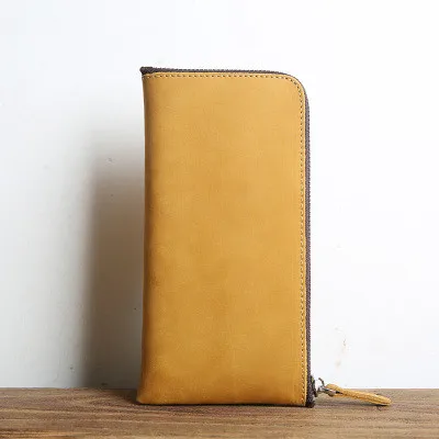 Светло-желтый Кожаный кошелек ручной работы DIY кожаный кошелек сумки бумажный рисунок CCD-49 Простые Длинные на заколке бумажный бумажник версия - Цвет: Светло-желтый