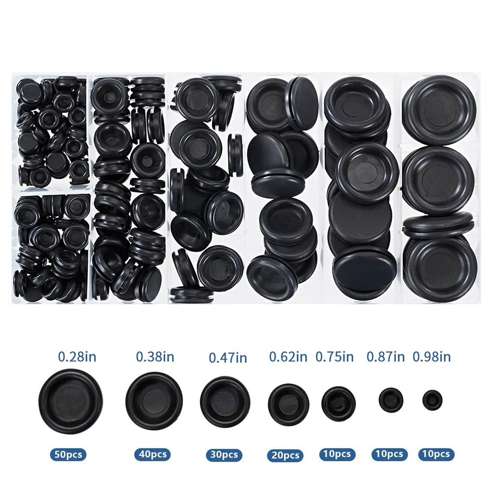 

170pcs Waterproof Protect Wire Tool 7 Sizes Set Sealing Rubber Cables Grommet Electrical Plugs Conductor Gasket Ring