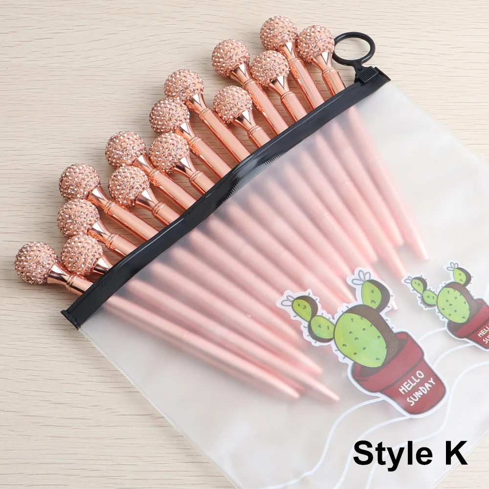 GENKKY розовое золото Подарочная шариковая ручка наборы канцтоваров серии Rosegold ручки для школы офисные поставщики ручка рождественские подарки - Цвет: 14PCS Styles K