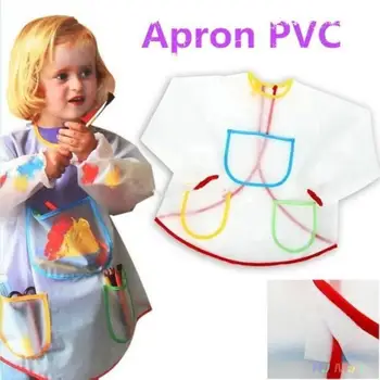 

Painting Apron Waterproof Art Smock Protector Child Apron Cute Cooking Craft Transparent Long Sleeve Artist Kid
