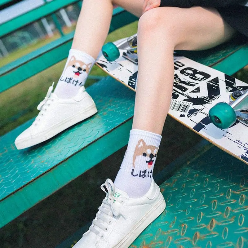 3 пары, женские хлопковые носки в стиле Харадзюку С мультяшными животными и собаками, хипстерские носки унисекс, 40JF