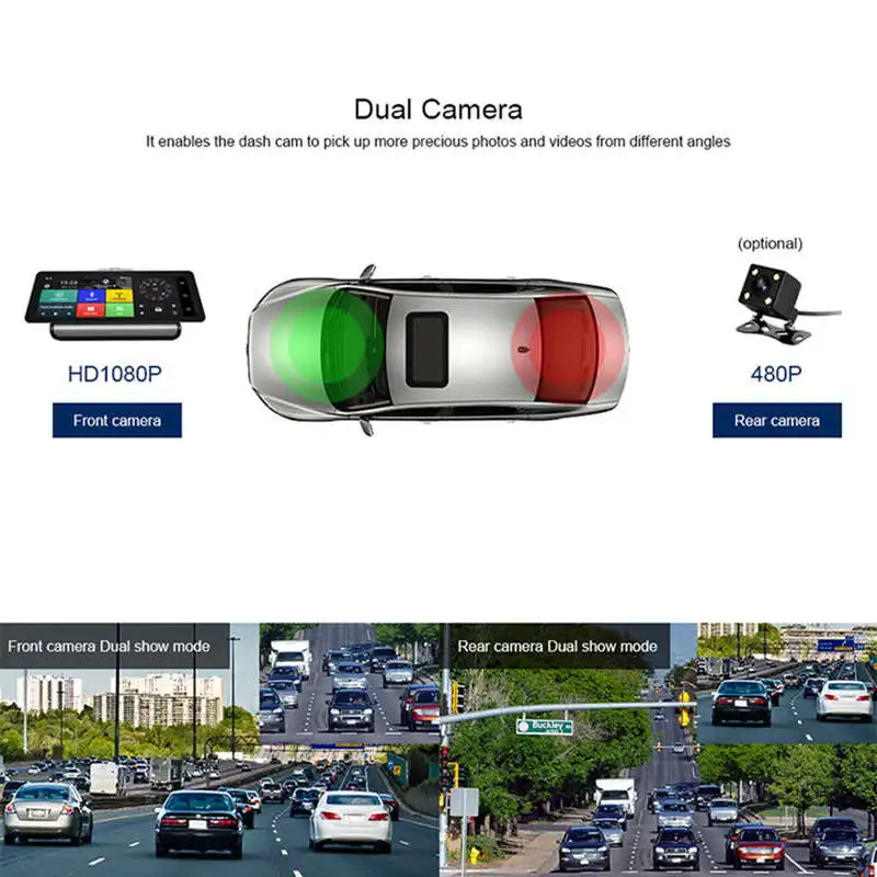 Автомобильный видеорегистратор 1080P Dash Cam 10 дюймов пресс-экран двойной объектив Dvr с Android Wifi Gps навигация автомобильная камера Авто рекордер Dvr задний Vie