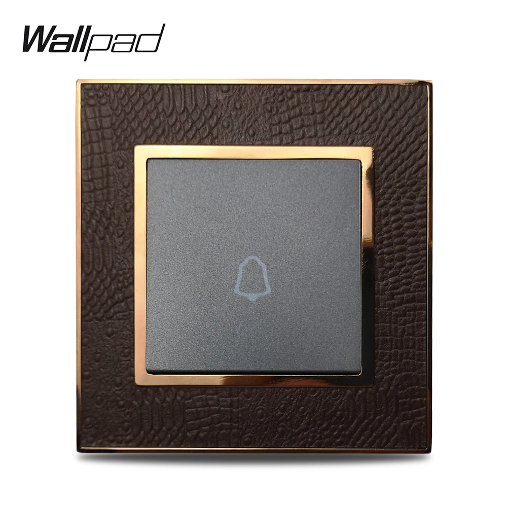 Горячая Распродажа дверной звонок Wallpad роскошная кожаная панель Серебряная Золотая рамка переключатель света Настенные переключатели 16A AC 110~ 250V