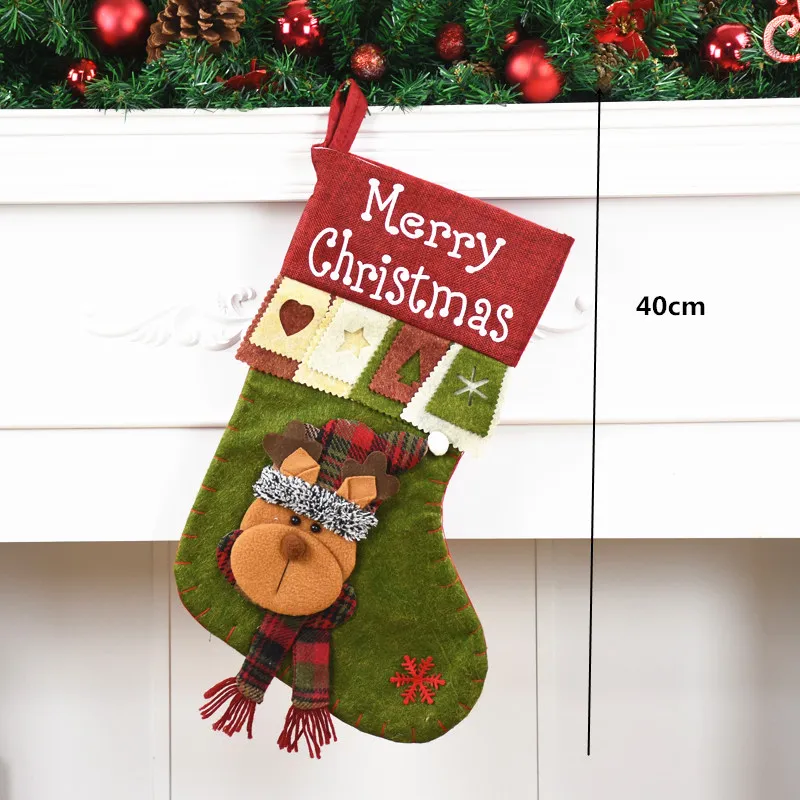 36 стилей Рождественский чулок Санта Клаус снеговик лося рождественские Чулочные носки подвесные рождественские украшения для дома - Цвет: 225elk