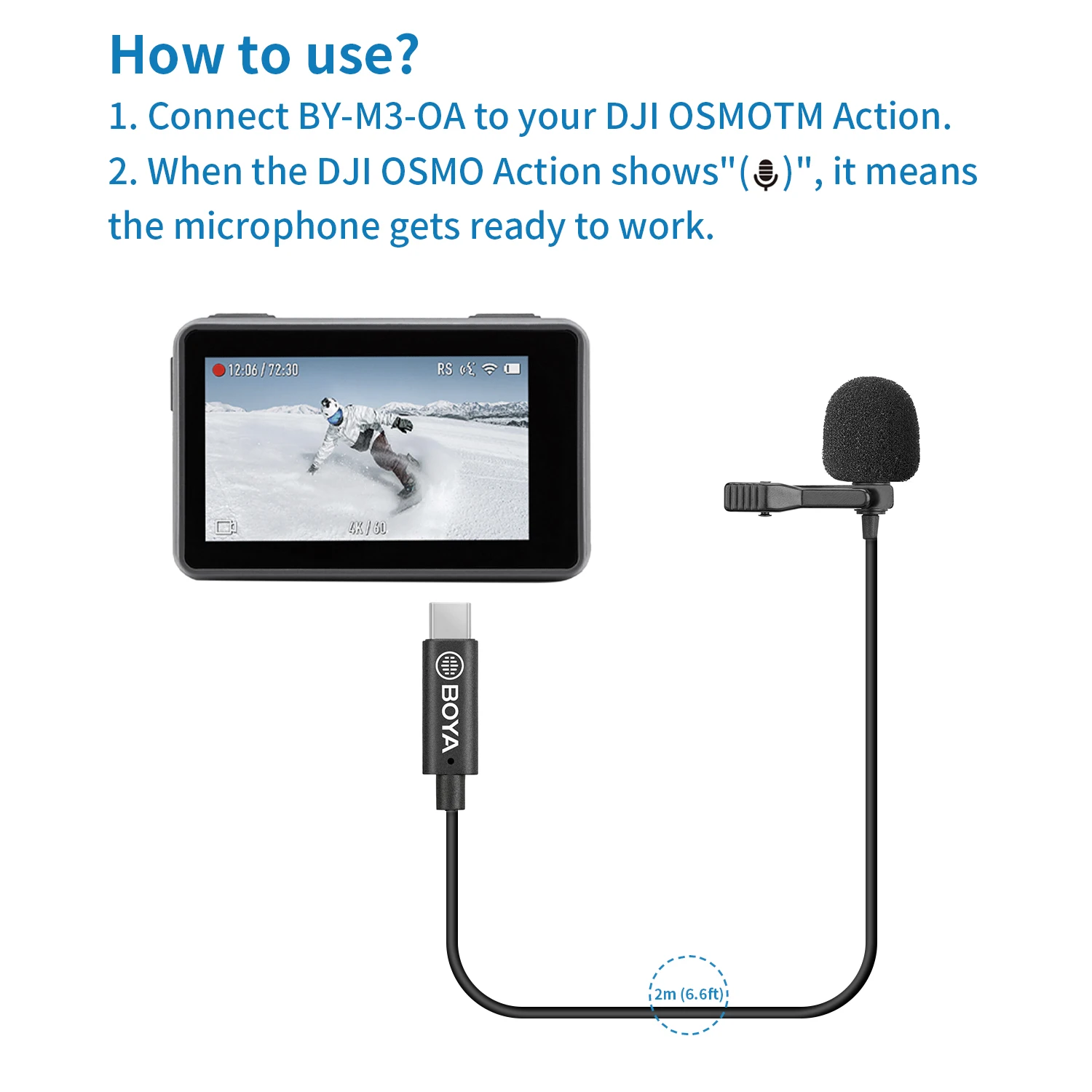 Boya By-m3-oa Plug-and-play Omnidirecional Lapela Microfone para a Câmera de Ação Dji Osmo Gravação de Vídeo Vlog 2m - Image 2