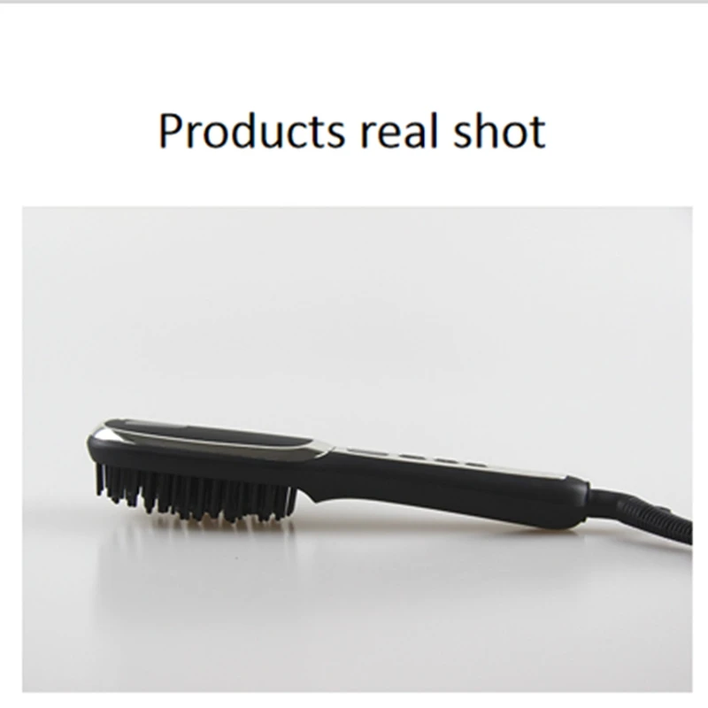 EU Plug, выпрямитель для бороды, Мужская щетка для волос, электрическая, с подогревом, анти-масштабирование, керамическая расческа, быстрая, вьющаяся борода и волосы. Регулируемый Te