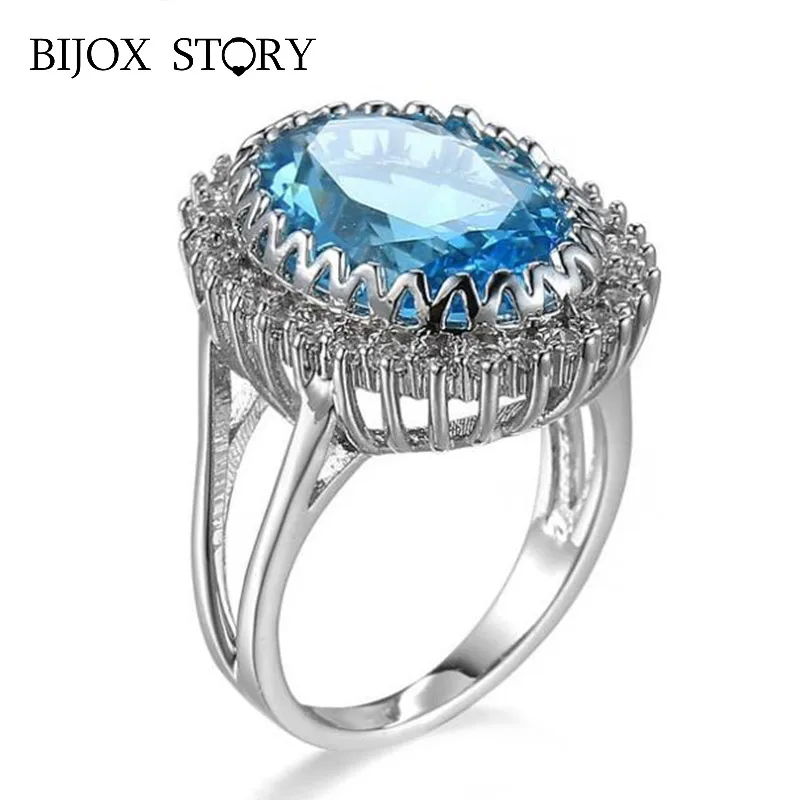 BIJOX STORY 925 Silver Ring with Oval Shpae Ruby Obsidian Sapphire Gemstone Classic Jewellery Ring for Women Wedding Party Gfit BIJOX STORY 925 Silver Ring with Oval Shpae Ruby Obsidian Sapphire Gemstone Classic Jewellery Ring for Women Wedding Party Gfit
