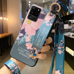 Enhanced Phone Holder Case with Wrist Strap and Lanyard - SoCouple for A72 (SK3-44WDGBluePiGW)
