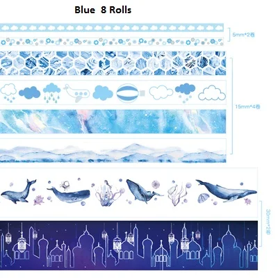 8 рулонов/набор васи лента много, милые девушки DIY наклейки Скрапбукинг розовый синий космическая серия маскирующая лента - Цвет: Blue