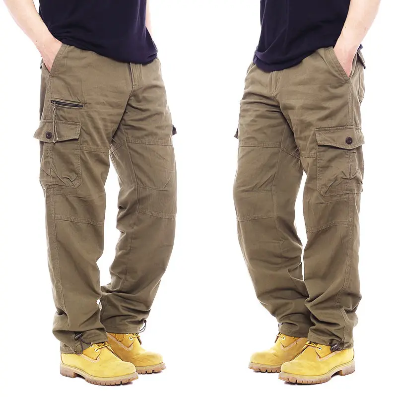 Cargo pants cotton work pants military cargo pants men casual pants casual tooling pants Cotton Cargo Pants Men Overalls Army Military Style Tactical Workout Straight Trousers