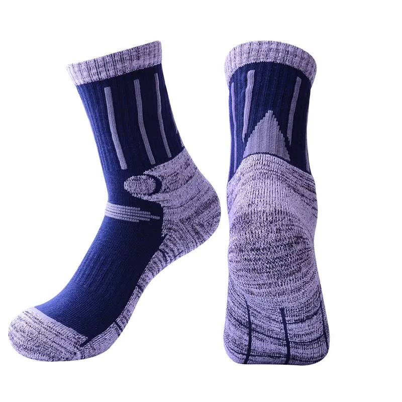 Blue EU 39-44 2 пар/лот, уличные спортивные носки для катания на лыжах, для мужчин и женщин, хлопковые дышащие походные Лыжные носки для бега, толстые футбольные носки - Цвет: Blue EU 39-44