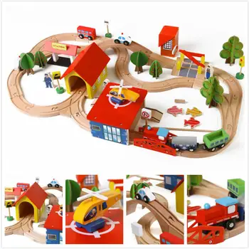 

Hobbylane Wooden DIY Railway Track Train Puzzle Building Toys for Kids as Xmas Gifts