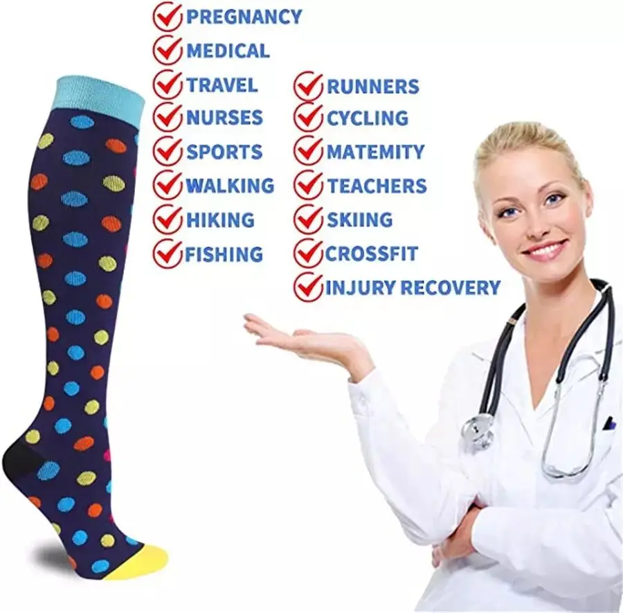 New Compression Socks Knee High Fit For Medical Varicose Veins Medical Nursing Socks Running Men Women Travel Flight
