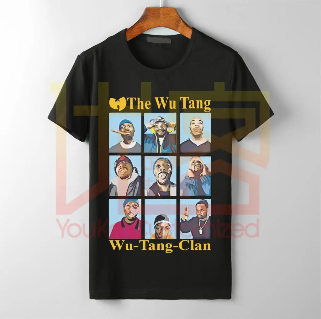 Новинка, футболка wu tang clan, хип-хоп группа, логотип, креативный дизайн, мужская,, хлопок, принт, высокое качество, брендовая футболка - Цвет: black