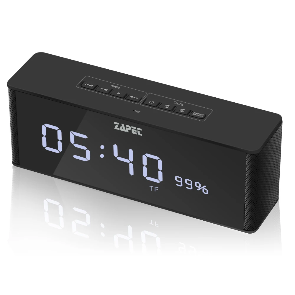 Black Портативный Bluetooth динамик беспроводной стерео музыкальный Soundbox с светодиодный дисплей времени будильник громкий динамик - Цвет: Black