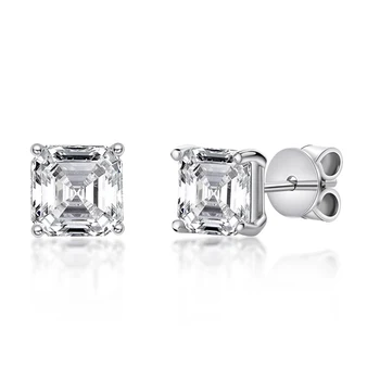 

Lnngy Sparkling Square Stud Earring Asscher Cut Pure 925 Sterling Silver for Women Earrings Shining Earring Zircon Jewelry Gift