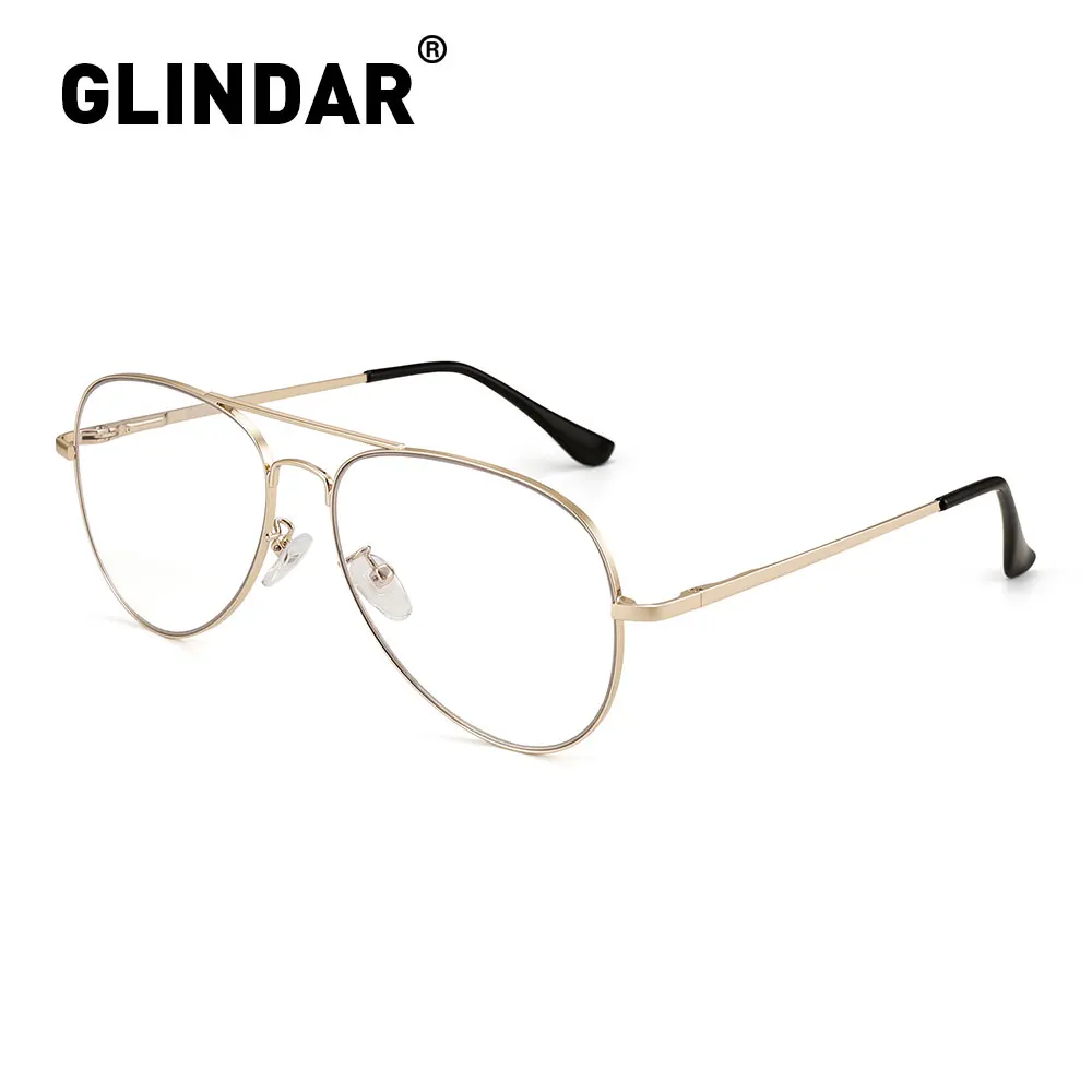 

Men Women Spring Hinge Retro Blue Light Computer Glasses Frame Blue Light Blocking Gaming Transparent Pilot Glasses