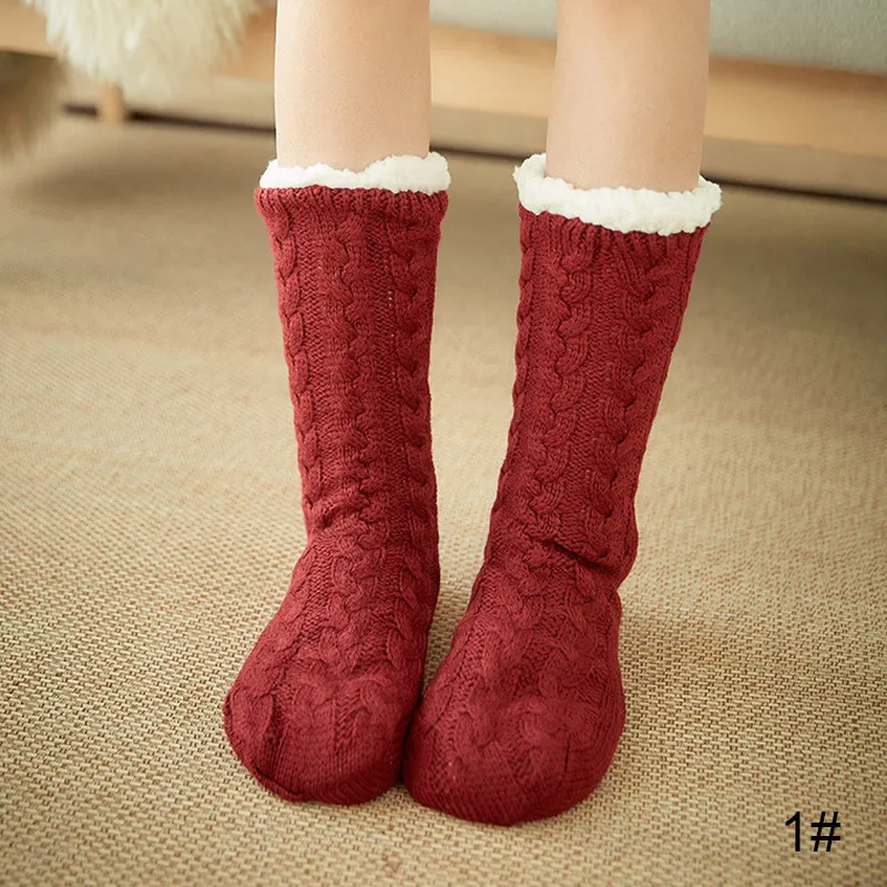 Winter Women Warm Socks Cotton Knit Floor Non-slip Super Thicken Soft Socks Girl Plus Velvet Keep Warm Female Socks Dropshipping