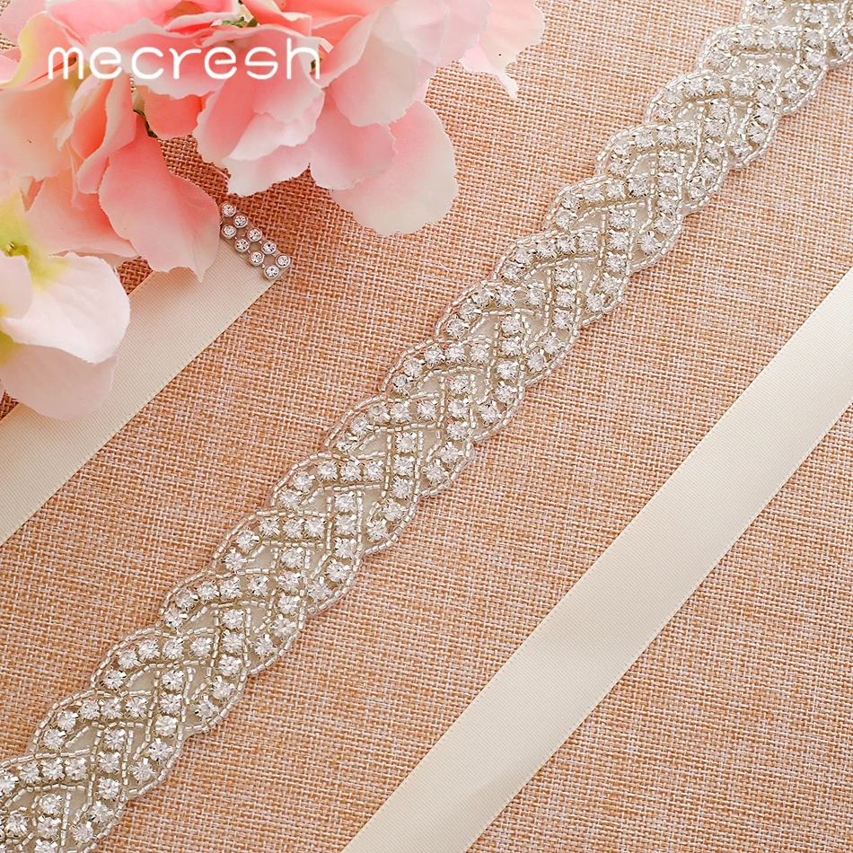 Mecresh Серебряный горный хрусталь свадебный пояс черный белый розовый лента пояс невесты лента для свадьбы платье женские аксессуары YD022