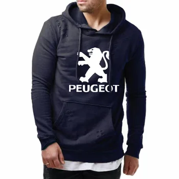 

Men Hoodies for Peugeot Car Logo Print Spring Autumn unique Hole Hoodies Fashion Solid color Men Sweatshirt Casual Hoody N