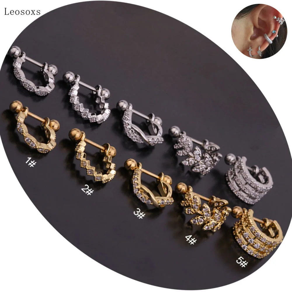 

Leosoxs 2pcs European and American New U-shaped Zircon Ear Clip Stainless Steel Ear Bone Piercing Jewelry