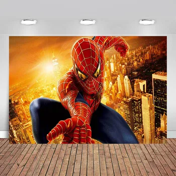 

Comics Superhero Avengers Spiderman Photography Backdrop Children 1st Birthday Photo Prop Studio Backdrop Background