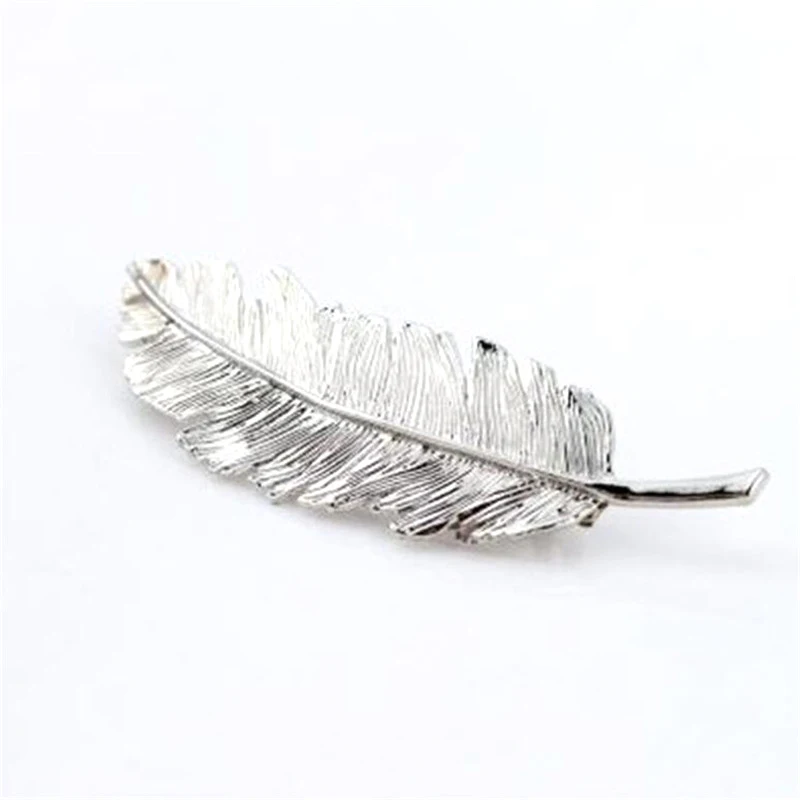 feather silver 1 шт. модная металлическая форма листа заколки для волос заколки с кристаллами и жемчугом заколка для волос с цветными перьями Когти для волос инструмент для укладки волос - Цвет: feather silver