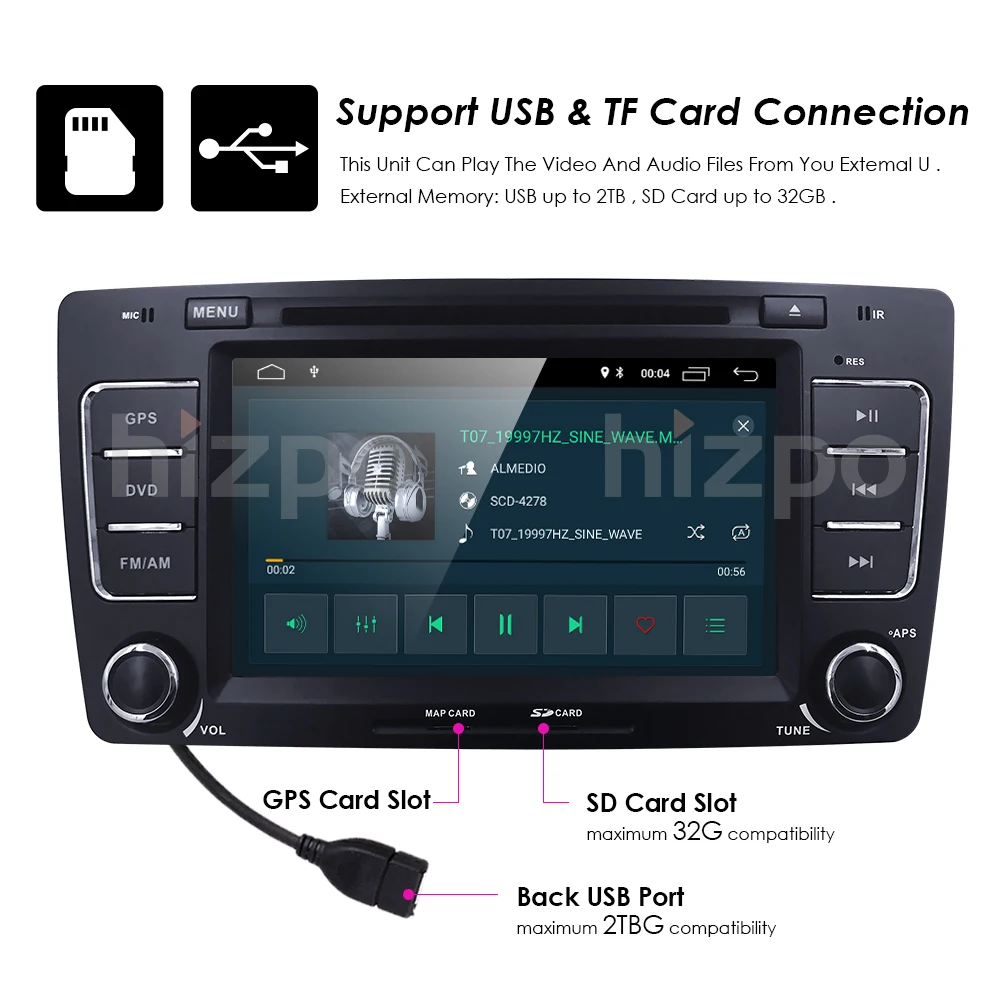 Perfect Android 9.0 Car Multimedia player GPS Autoradio 2 Din 7 Inch For SKODA Octavia 2009-2013 Bluetooth IPOD FM Radio RDS WIFI DVR SD 20