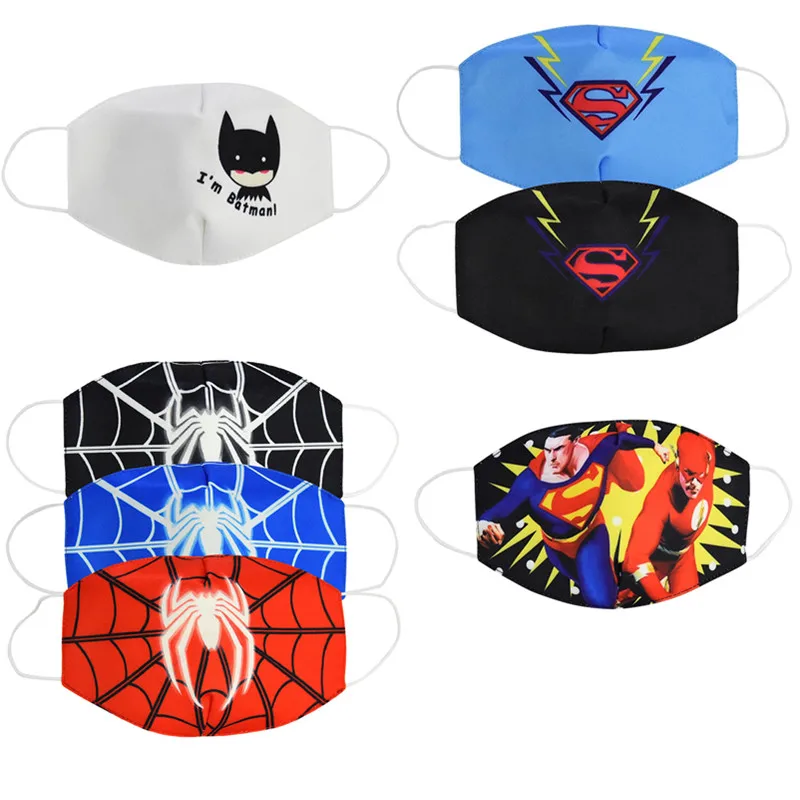 

Hot Spiderman Superman Dust Mask Breathable Unisex Cartoon Face Mask Reusable Anti Pollution Face Shield Wind Proof Mouth Cover