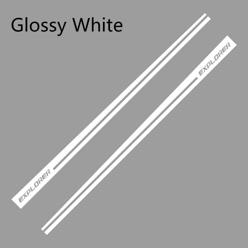 2 шт. для Ford Explorer Автомобильная боковая полоса наклейка DIY Автомобильная виниловая пленка гоночные спортивные наклейки Стайлинг автомобильные принадлежности для тюнинга - Название цвета: Glossy White