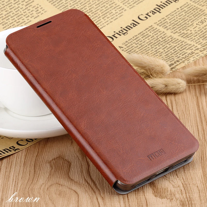 Коричневый MOFi для Xiaomi Redmi 8, чехлы, флип-книжка, стильные высококачественные Чехлы для мобильных телефонов для Redmi 8A Note 8 Pro, чехол-подставка - Цвет: Коричневый
