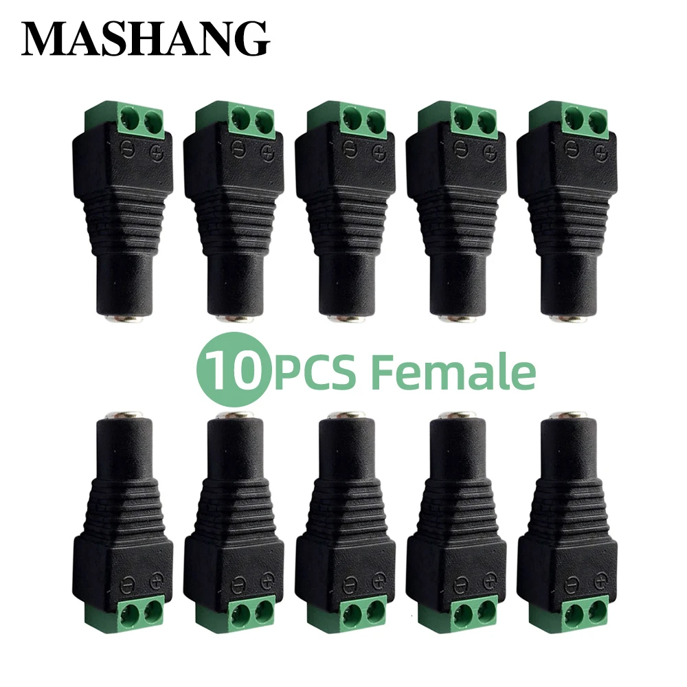 

10PCS 5.5mm x 2.1mm Female DC Power Plug Adapter Female Plug Jack Adapter Connector for 5050 3528 5060 Single Color LED Strip