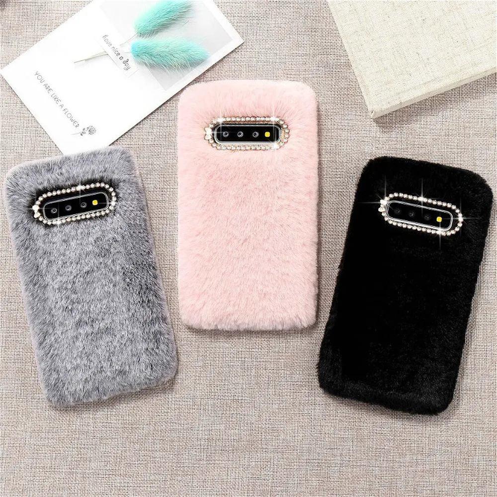Милый теплый чехол LCHULLE для Samsung Galaxy S8 S9 S10 Plus S10e Note10 мягкий меховой плюшевый