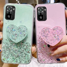 

Glitter Case For Xiaomi Redmi Note 10 Pro Case Silicone Heart Holder Funda Xiaomi Redmi Note 8 9 10 Pro Max 9S 10S 8T Case Cover