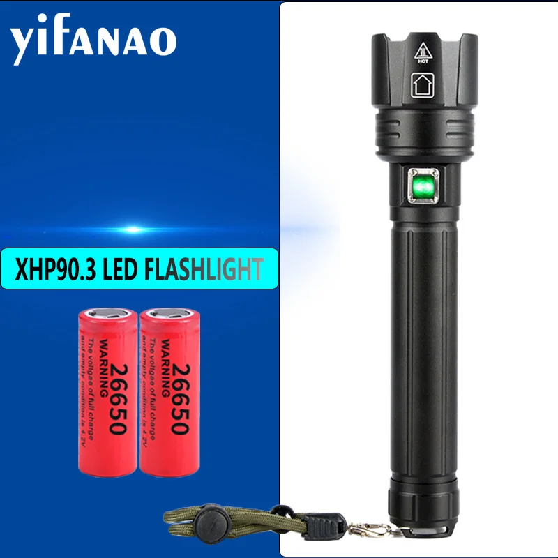 Мощный XHP90.3 светодиодный фонарик с USB зарядкой тактический фонарь фокусировкой