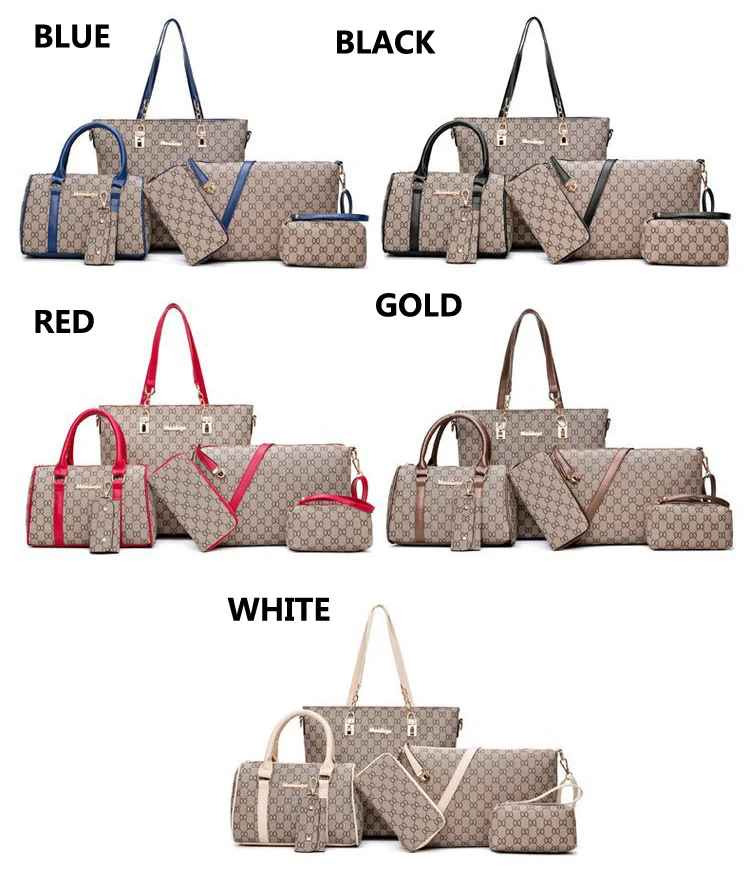 Autumn New Fashion Women's Bag 6 Piece Set Plaid Bag Lady Slung Hand Bag Shoulder Messenger Composite Bag