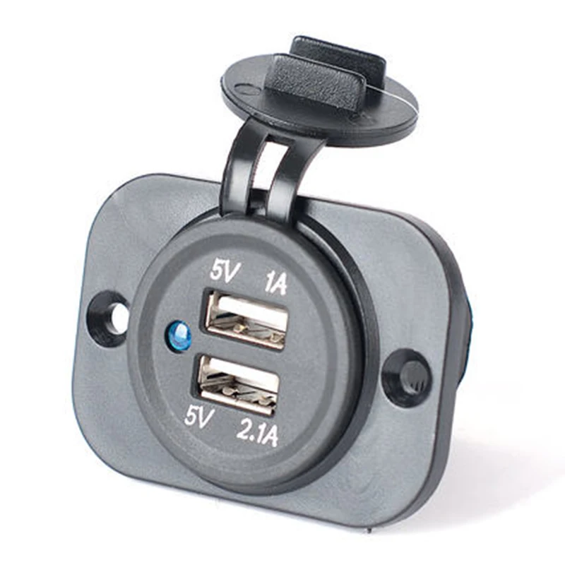 30pcs pcs high quality Dual USB 12V Car Motorcycle Truck Cigarette Lighter Adapter Mobilephone Charger Socket Black