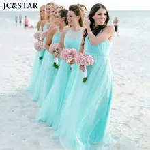 

Light Turquoise bridesmaid dresses Beach elegant dress women for wedding party gowns floor length O neck vestidos fiesta mujer