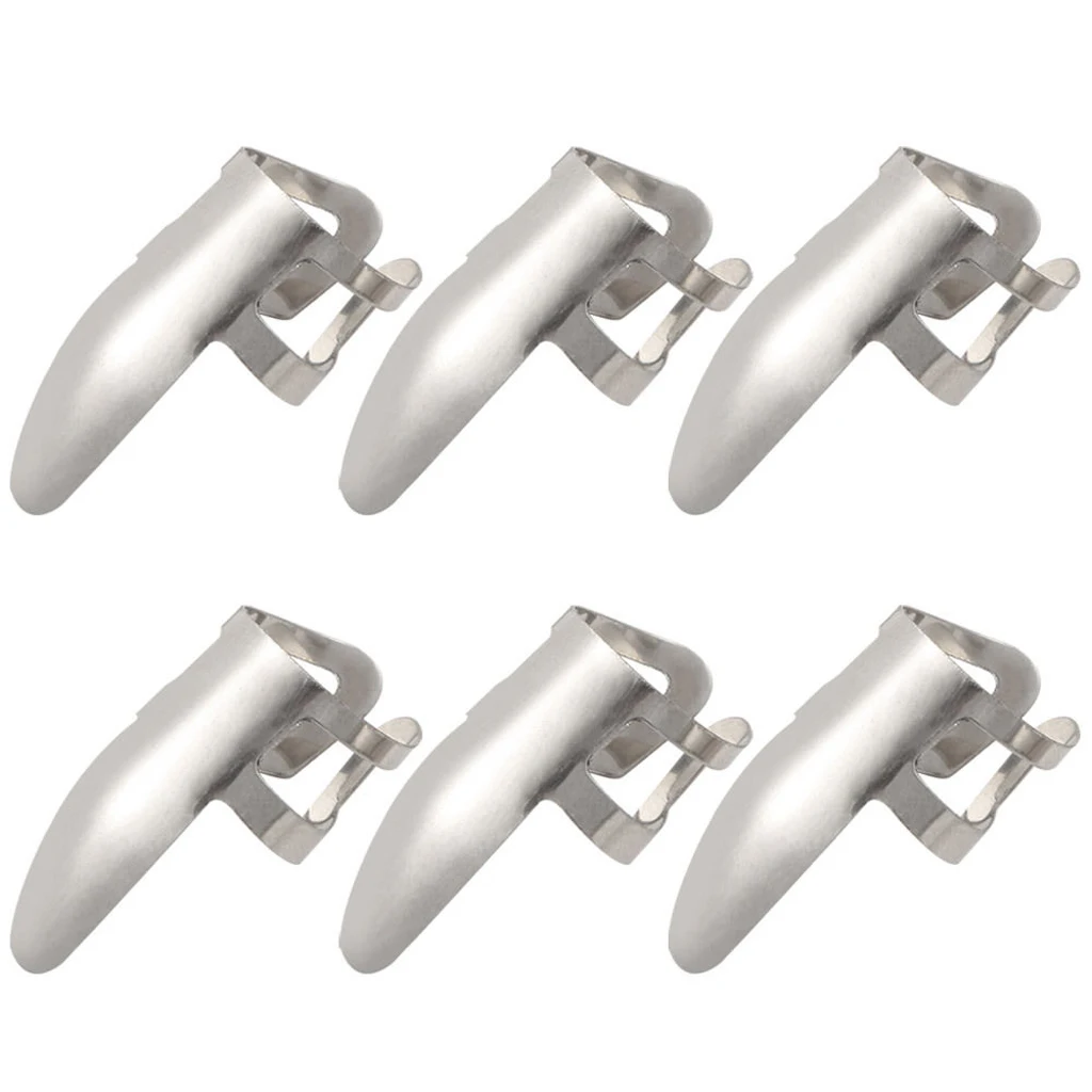 Pack of 6 pcs Silver Finger Nail Guitar Picks Stainless Steel Plectrum for Guitar Bass Banjo