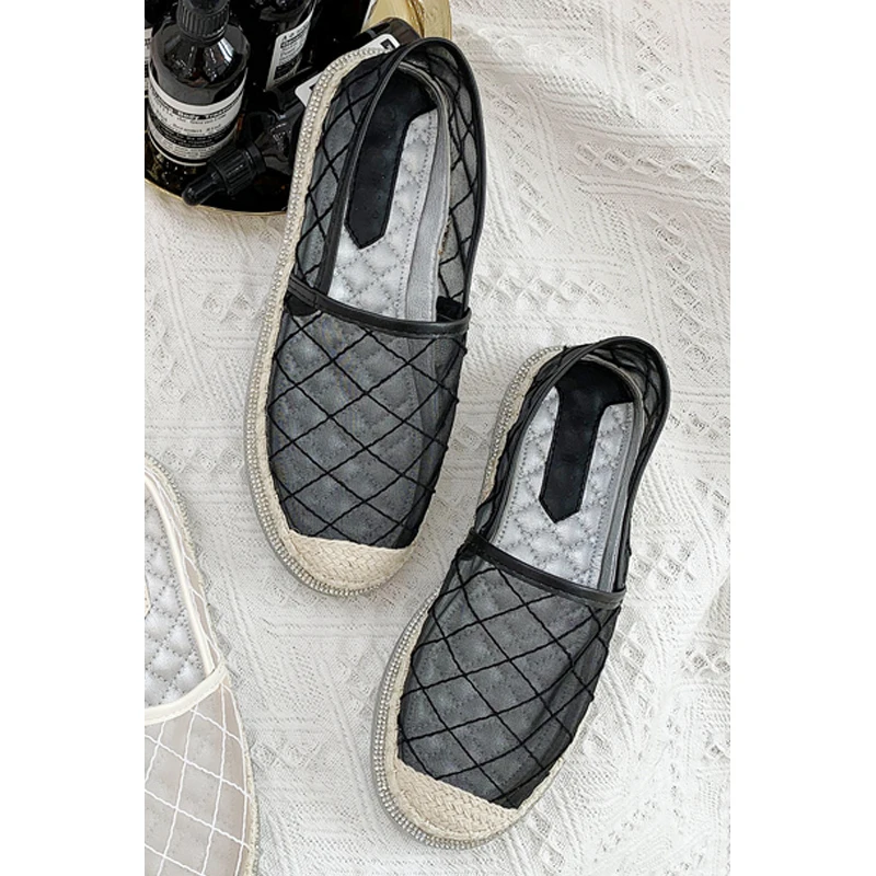 Black-1 Wellwalk/Эспадрильи из дышащего сетчатого материала; Homme; обувь на плоской подошве без застежки; женские летние повседневные Мокасины; Женская Удобная конопляная обувь - Цвет: Black-1
