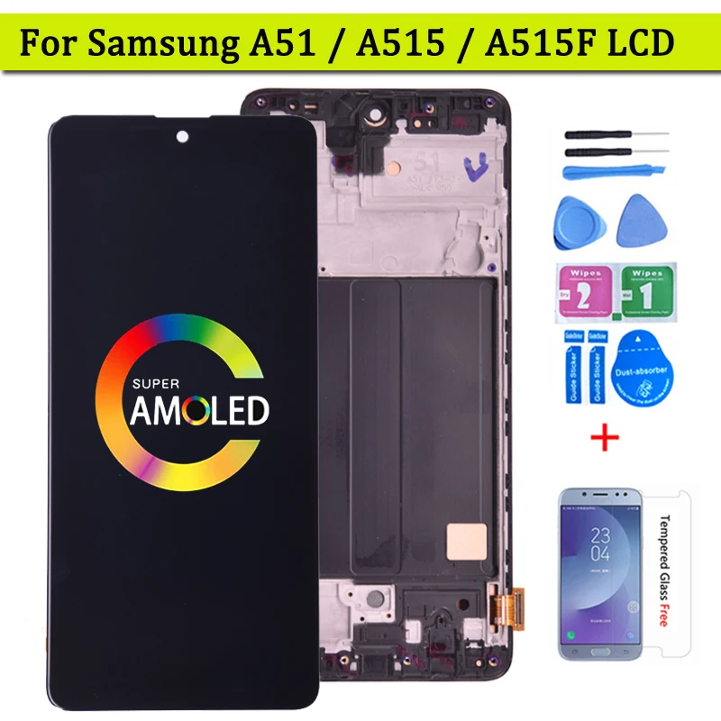 Super AMOLED дисплей для Samsung Galaxy A51 LCD A515 A515F/DS A515FD ЖК сенсорный экран замена дисплея A515F|Экраны мобильных телефонов|