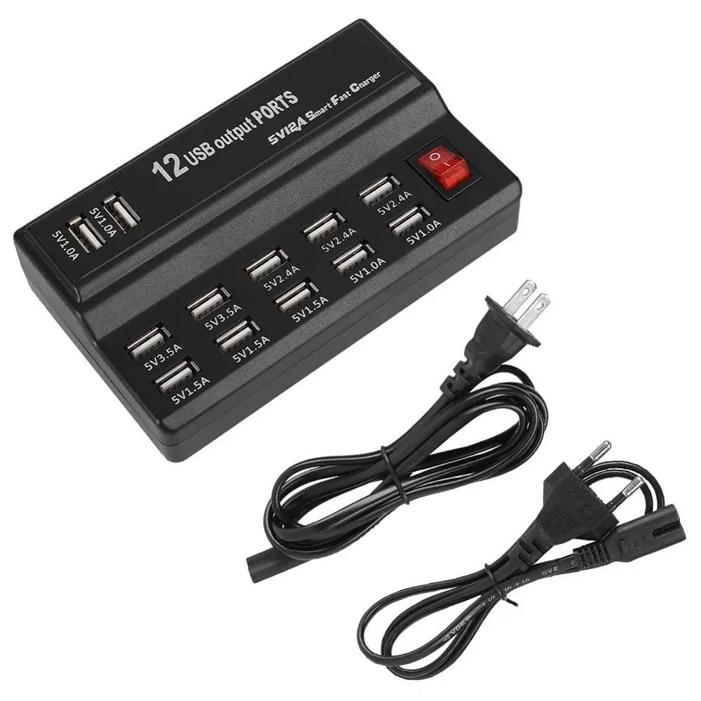 

USB Fast Charge HUB 10 12 Ports 12A Smart Charging Station USB Charger For Mobile Phone Tablet Digital Charger iPhone Samsung