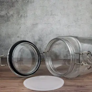 

1550ML 1550ML Plastic Square Clip Top Storage Jar With Airtight Seal Lid Food Container Tableware Preserving Kitchen Flour Pasta