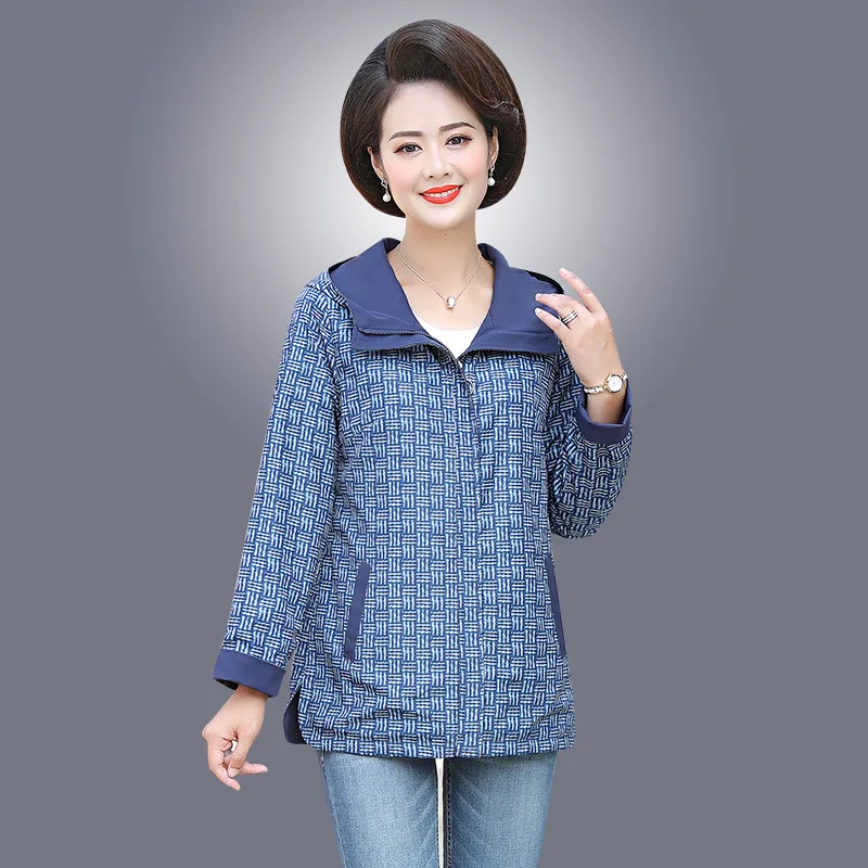 

Spring And Autumn Women's Middle-aged Women Dress Cardigan Jacket Korean-style Commuting Hooded Long Sleeve Lock Waist Middle-ag