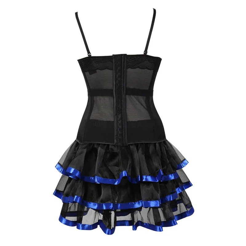 Burlesque Corset Dress with Straps Gothic Bustier Corselet Skirt Set Tutu Victorian Fashion Korsett for Women Vintage Costume