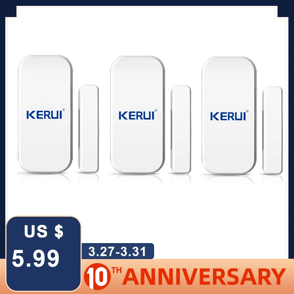 

KERUI 433Mhz Wireless Door Window Smart Sensor White Anti - theft Wireless Magnet Entry Detector GSM PSTN Home Alarm System