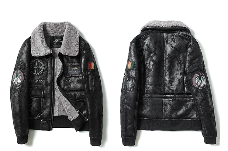 ABOORUN Мужская винтажная замшевая кожаная куртка с вышивкой пилот мА 1 куртка-бомбер для мужчин R2847